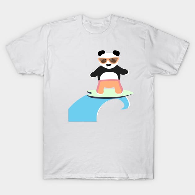 Relaxed Surfing Panda with Sunglasses T-Shirt by so_celia